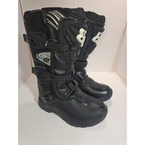 Fox Comp 3 Youth Motocross Boots Y1 Dirt Bike Riding Black  (Missing Strap)